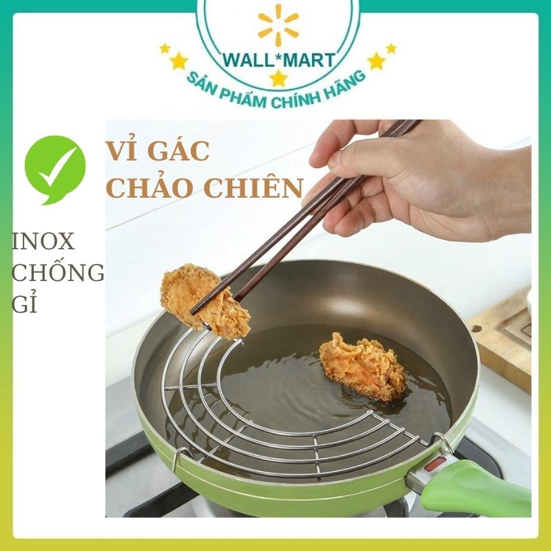 Vỉ gác chảo chiên, rán dầu mỡ bằng inox tiện dụng, hữu ích WALLMART WM128