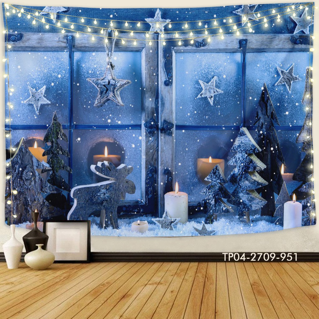 Tranh vải in 3D treo tường trang trí NOEL, decor GIÁNG SINH, MERRY CHIRMAS [ tặng móc treo, miếng dán định vị]