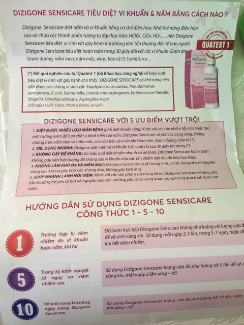 Dung dịch vệ sinh phụ nữ Dizigone sensicare