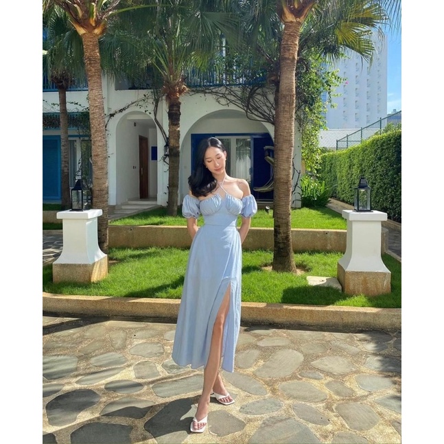 [ Có Bigsize ]Đầm maxi đi biển mặc được 2 kiểu màu xanh đen | BigBuy360 - bigbuy360.vn