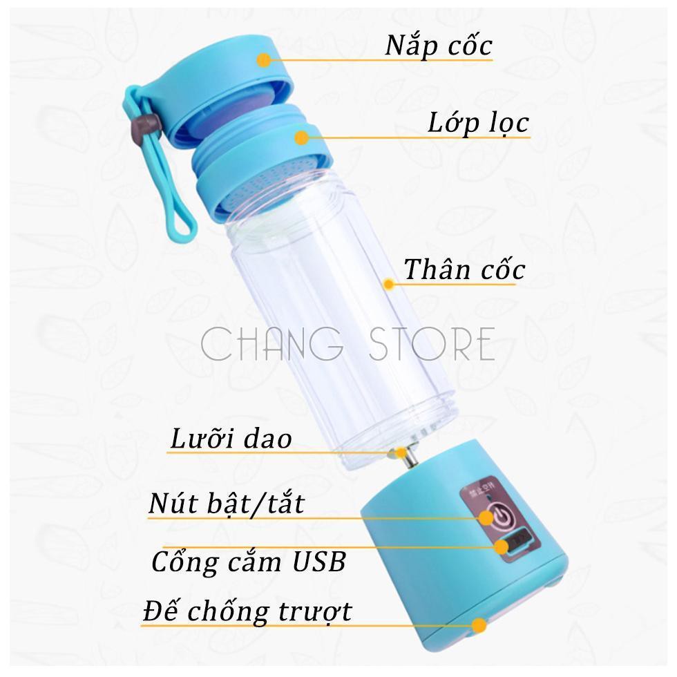 Máy Xay Sinh Tố, Máy Ép Trái Cây Juice Cup 2 Cốc Kèm Sạc USB Đa Năng