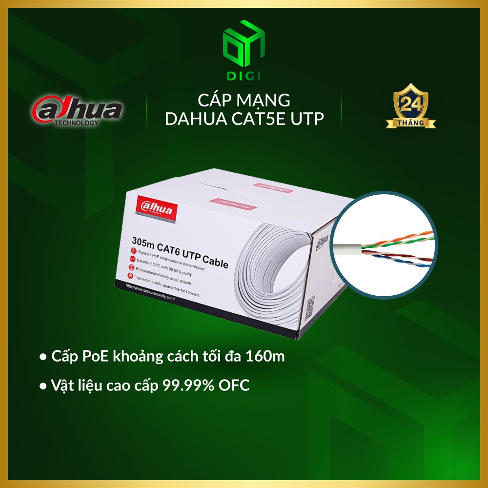 Cáp mạng Cat5E UTP Dahua PFM920I-5EUN-C-V2 / Dongsung 8CU 0.45 (5 Mét/Đơn vị)