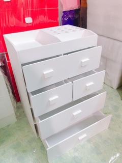 Tủ mỹ phẩm 5 tầng trắng, kệ mỹ phẩm tiện dụng, khay son trắng, kệ nước hoa
