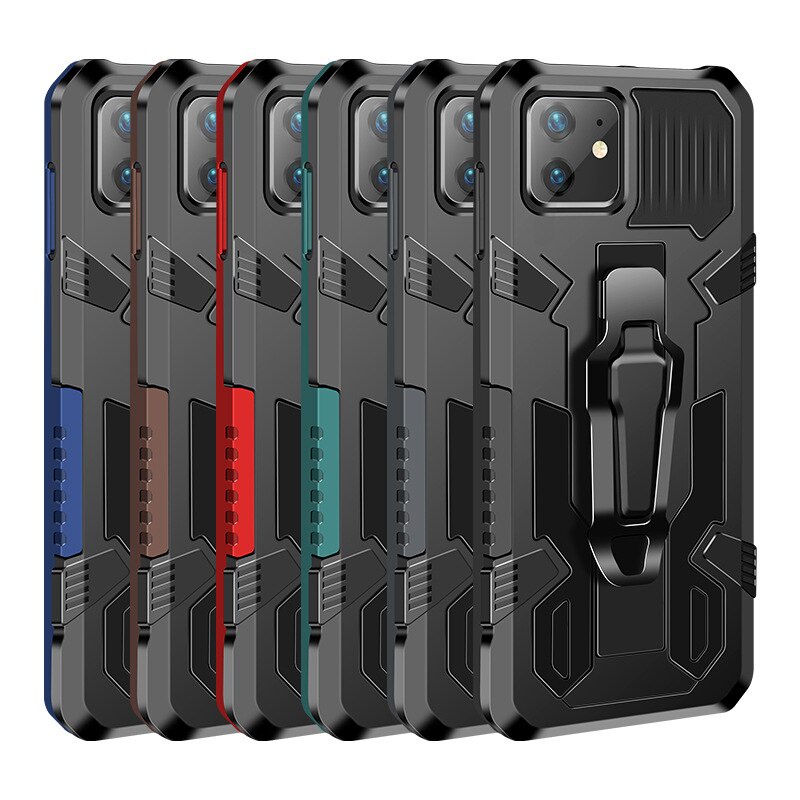Ốp điện thoại kiểu giáp bảo vệ chống sốc có kẹp lưng thích hợp cho IPhone 11 12 Pro Max X XS Max 6 6S 7 8 SE 2020