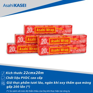 Combo 5 hộp Màng bọc thực phẩm Nhật Bản Asahi Wrap 22cm x 20m