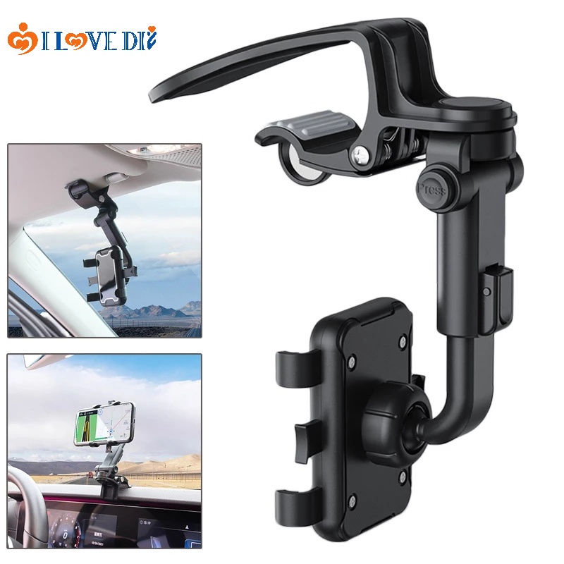 360 Đa Năng° Giá Đỡ Điện Thoại Gắn Kính Chiếu Hậu Xe Hơi Tiện Dụng