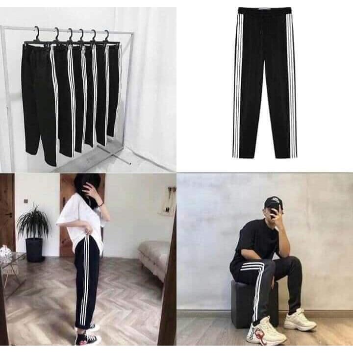 [XẢ KHO] Quần Baggy 3 Sọc Ulzzang Phong Cách Trẻ Trung Unisex Nam Nữ Chất Nỉ Ngoại Mịn Mát(video ảnh thật)