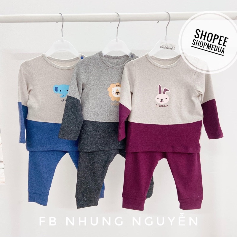 Set bộ nỉ ghi lê 3 món Little Love cho bé trai, bé gái
