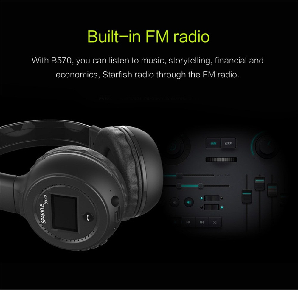 Tai nghe không dây ZEALOT B570 fm Radio over Ear Tai nghe Bluetooth Stereo dành cho điện thoại máy tính, Hỗ trợ thẻ TF, AUX