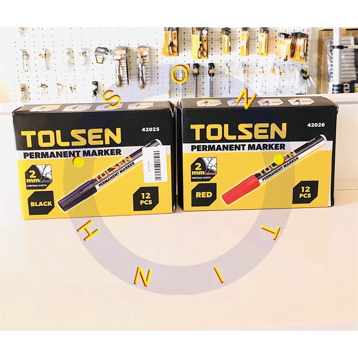 Bút lông đen để vạch Tolsen 42025 - Đen, 42026 - Đỏ