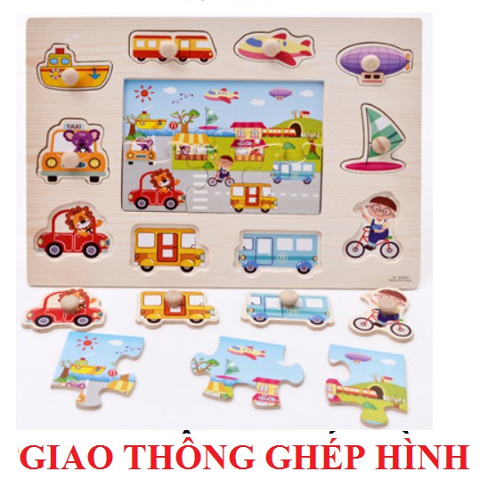 Đồ chơi bảng ghép có núm cầm chủ đề giao thông