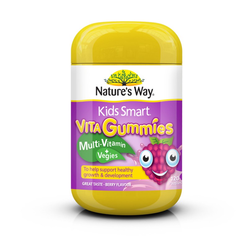 Kẹo dẻo bổ sung Vitamin + Chất xơ số 1 Úc -Nature’s Way Kids Smart vita Gummies Multi Vitamin + Vegies 60 Viên