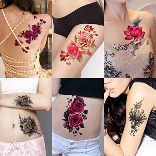 Hình Xăm Dán Nữ Hình Xăm Dán Chống Thấm Nước Lâu Dài Gợi Cảm Cánh Tay Chân Hoa Hồng Hoa Sen Mô Phỏng Bụng Che Sẹo Hình Xăm Dán
