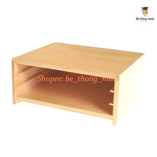 Giáo cụ Montessori - Kệ 3 tầng đựng tranh ghép sinh học (không kèm tranh ghép)