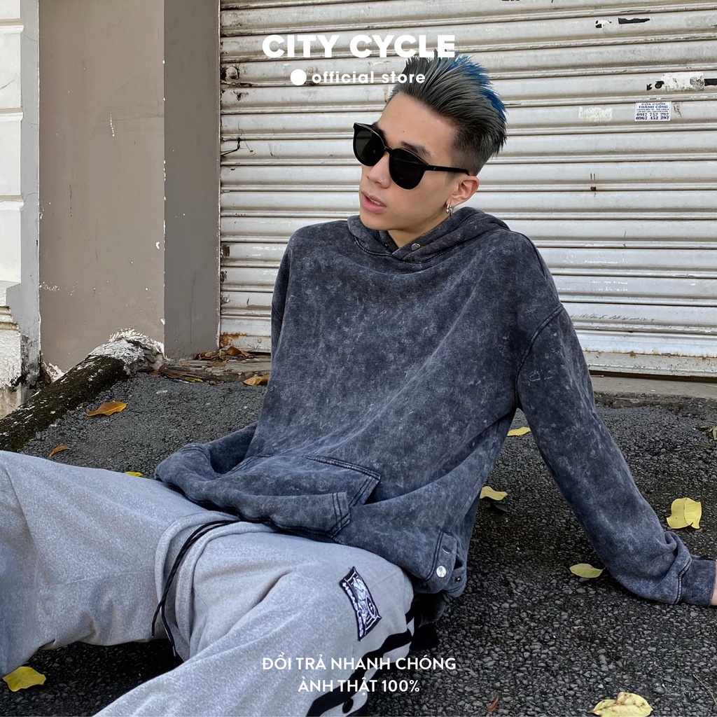 Áo hoodie unisex acid button City Cycle - áo nỉ hoodie unisex form rộng in hình Local Brand