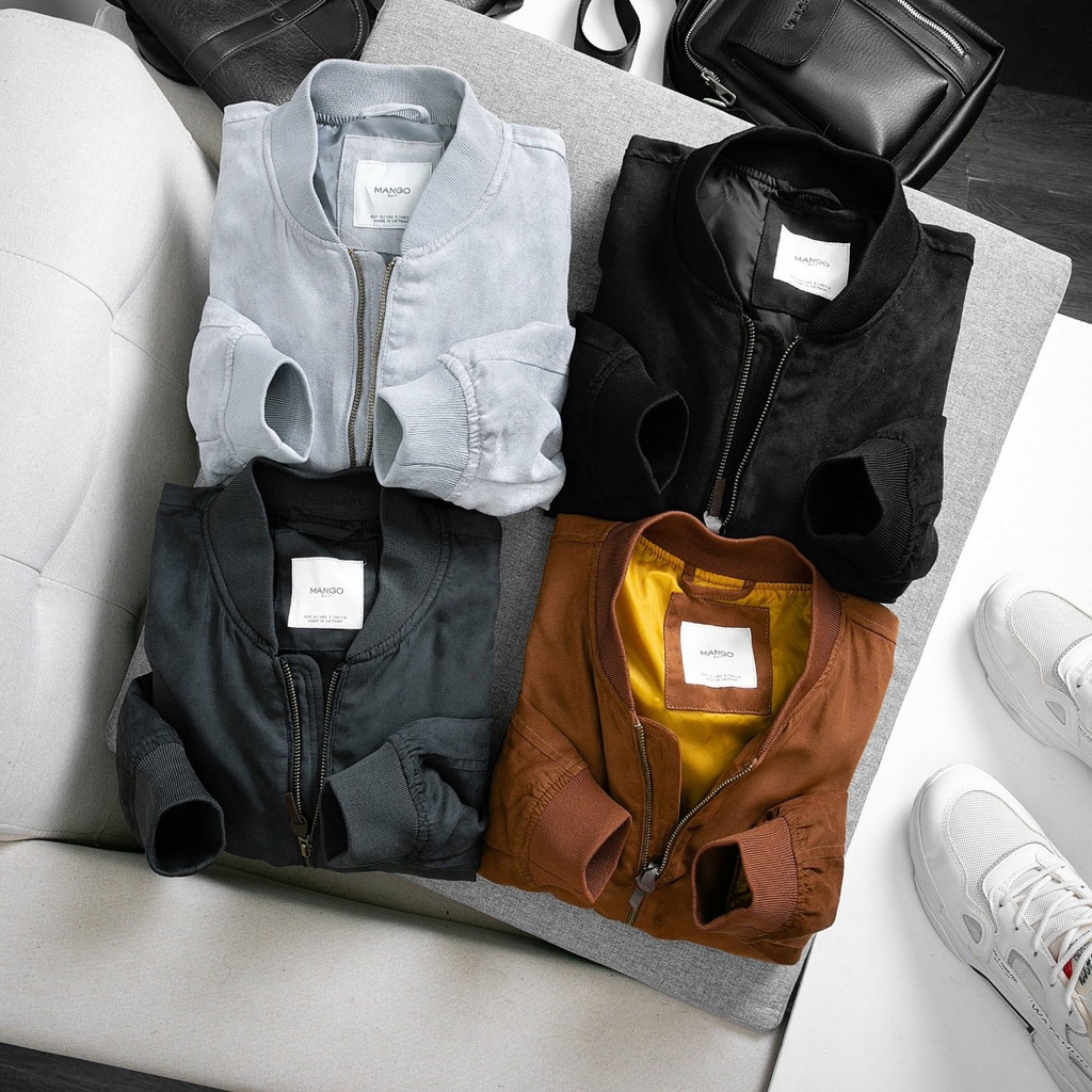 Áo khoác nam Bomber da lộn VNXK