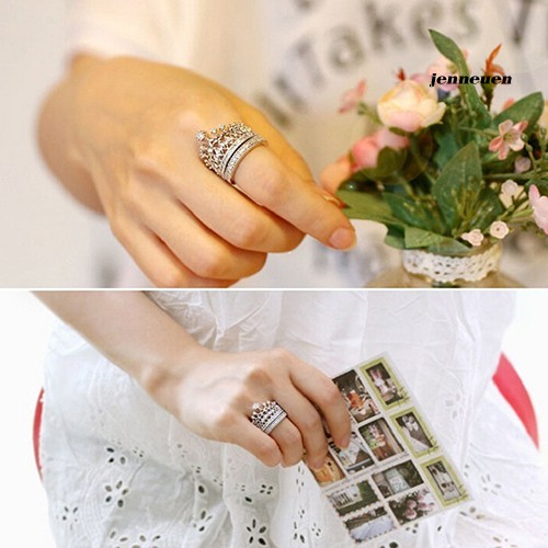 Nhẫn Hợp Kim Hình Vương Miện Đính Đá Xinh Xắn