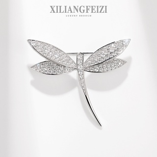  Trâm Cài Chuồn Chuồn Màu Bạc Đính Đá Zircon Cao Cấp Ghim Phụ Kiện Quần Áo Thời Trang Quà Tặng Unisex 