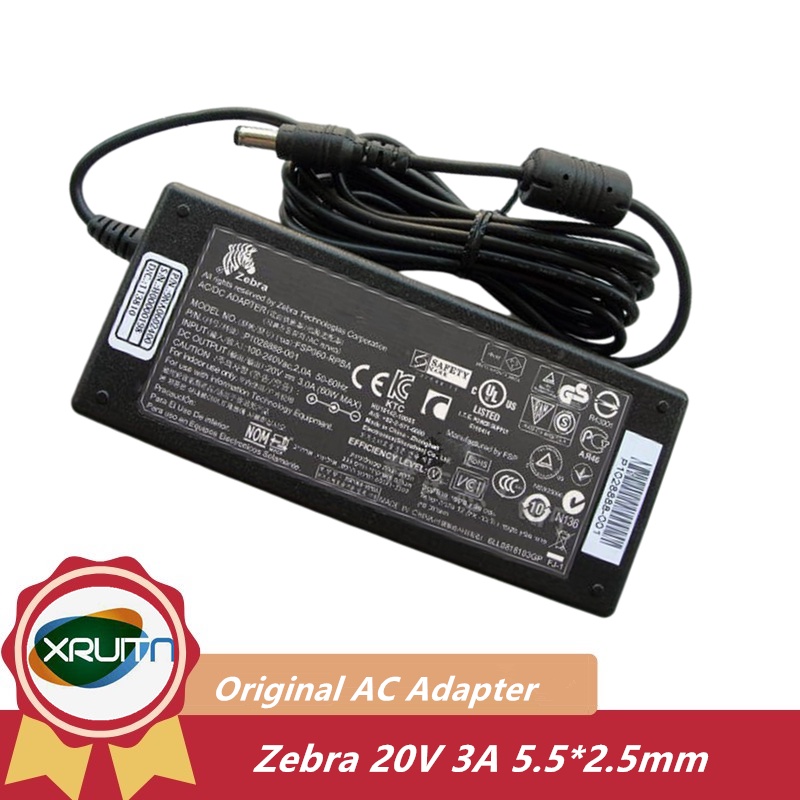 20V 3A 60W 5.5x2.5mm FSP060-RPBA AC Adapter Cho Máy In ZEBRA TLP2844 LP2844 GK888TT 888TT LP2824 GC4