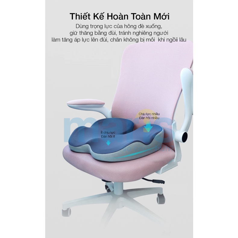 Đệm Lót Ghế Văn Phòng MARIS Mr - 504 Cao Su Non Công Thái Học Hỗ Trợ Xương Cụt Size 43 x 39 x 8 Cm