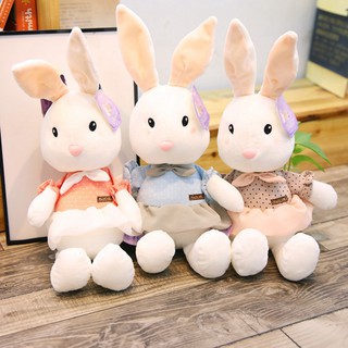 Thỏ bông mềm mặc váy tai dài
