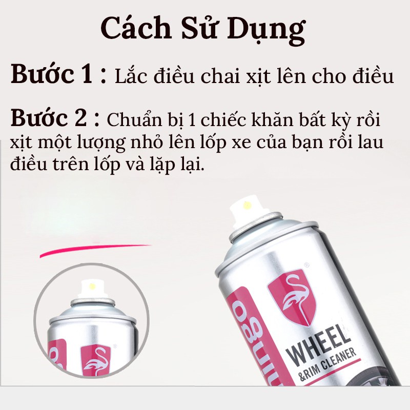 Chai Xịt Dưỡng Bóng Vỏ Lốp Xe Ô Tô Phục Hồi Nhựa Đen Flamingo F010 500ml CARZONE.TOP