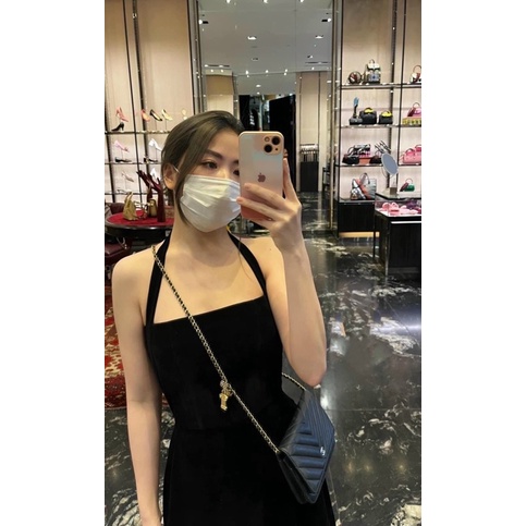 Váy body dáng ôm dây cổ yếm dự tiệc đi chơi màu đen V249 form chuẩn AĐ BOUTIQUE