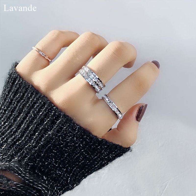 Nhẫn Thép Titan Đính Đá zircon Tinh Tế Phong Cách Hàn Quốc ussr