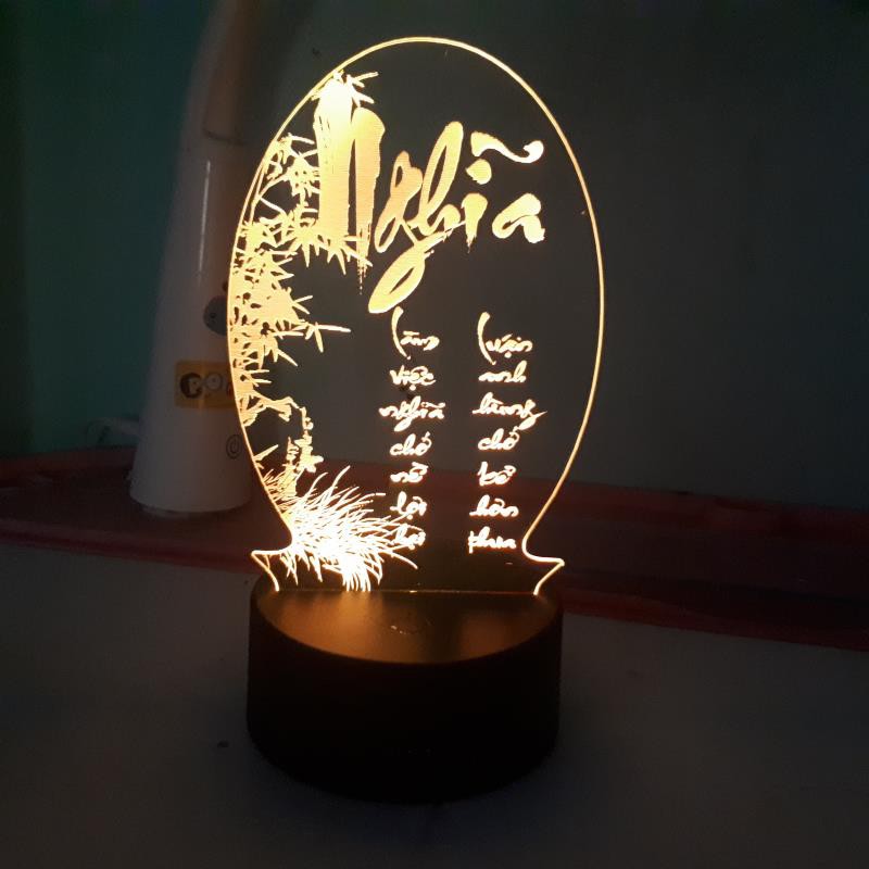 Đèn ngủ, đèn trang trí Led 3D thư pháp