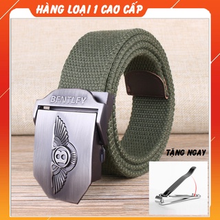 Dây lưng lính, Dây lưng Nam vải bố Mặt B thép không gỉ TẶNG BẤM MÓNG TAY CAO CẤP