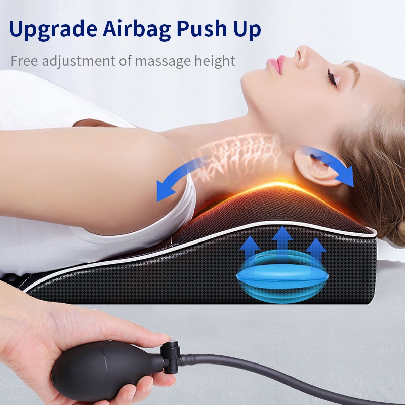 Gối massage rung động JINKAIRUI nam châm nâng cấp nhiệt nén thắt lưng Massager Với tay điều khiển