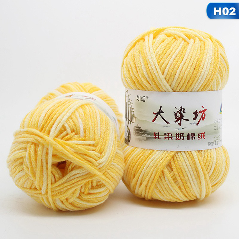 1 Cuộn Len Cotton Dài Nhiều Màu Sắc Dùng Để Đan Chăn Mền