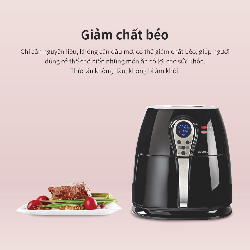 Nồi Chiên Không Dầu Loại 3L LocknLock EJF276, tặng kèm gang tay LocknLock - T2Cmall