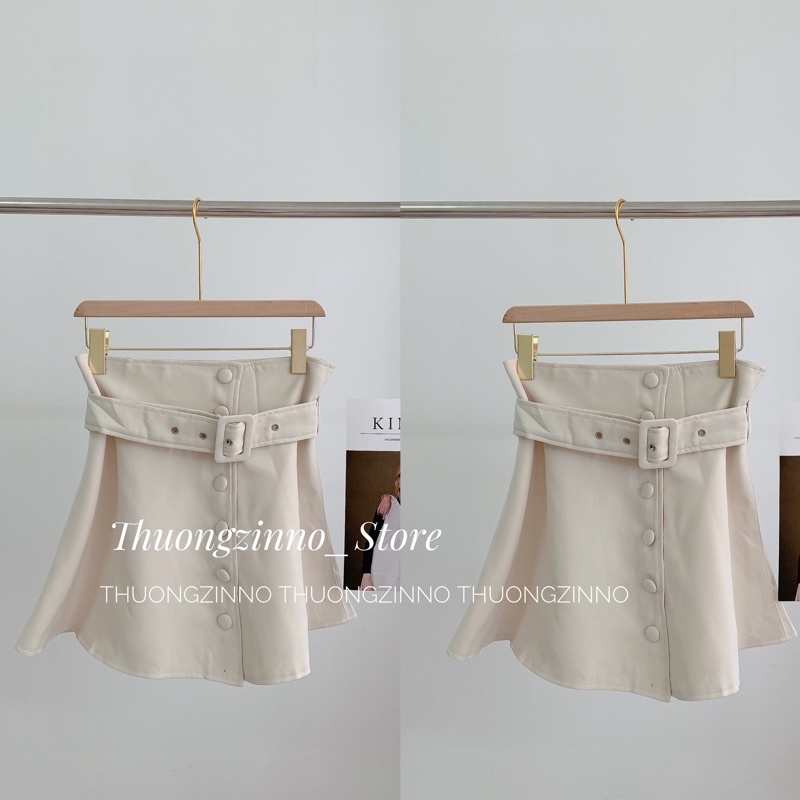 [Ảnh thật/Video]Chân váy cao bồi dáng MƯỚT CÚC BỌC đai to Hàn Quốc Chân váy chữ A trẻ trung