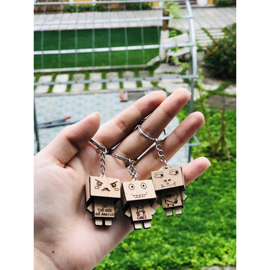 Móc khóa danbo Người gỗ cute treo chìa khóa, treo cặp, quà tặng cute