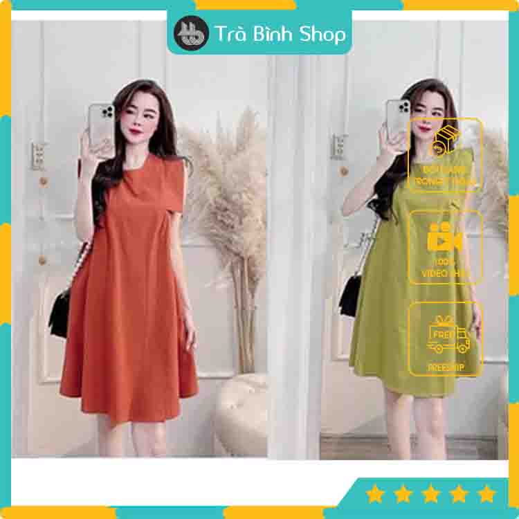 Đầm suông tay hến cổ tròn Váy đuôi cá chất cotton siêu xinh hàng VNXK | BigBuy360 - bigbuy360.vn