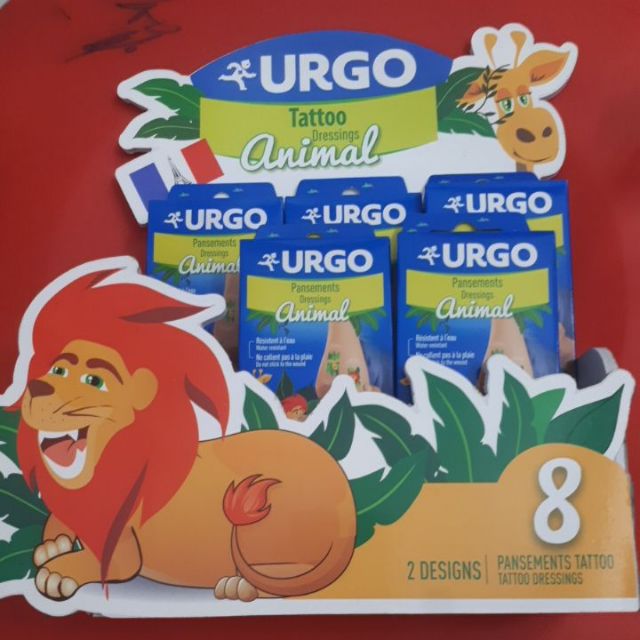 Băng keo cá nhân Urgo Animal - Băng cá nhân trẻ em có hình thú ( hộp 8 miếng)