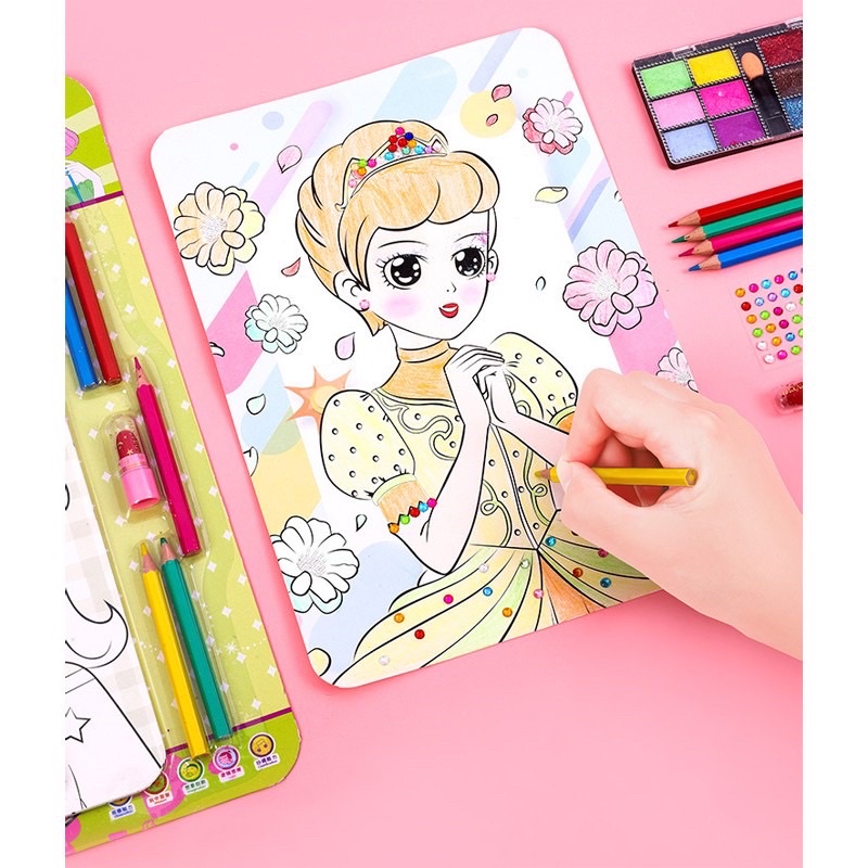 Đồ Chơi Tranh 3D Trang Điểm Cho Công Chúa Và Búp Bê