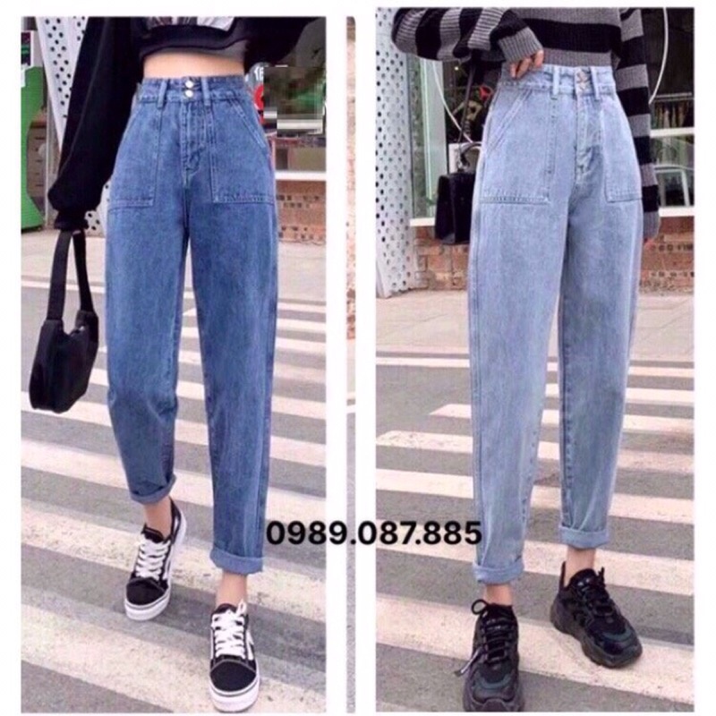 Quần jean bò baggy nữ jeans cạp cao phong cách Hàn Quốc hót 2022 | WebRaoVat - webraovat.net.vn