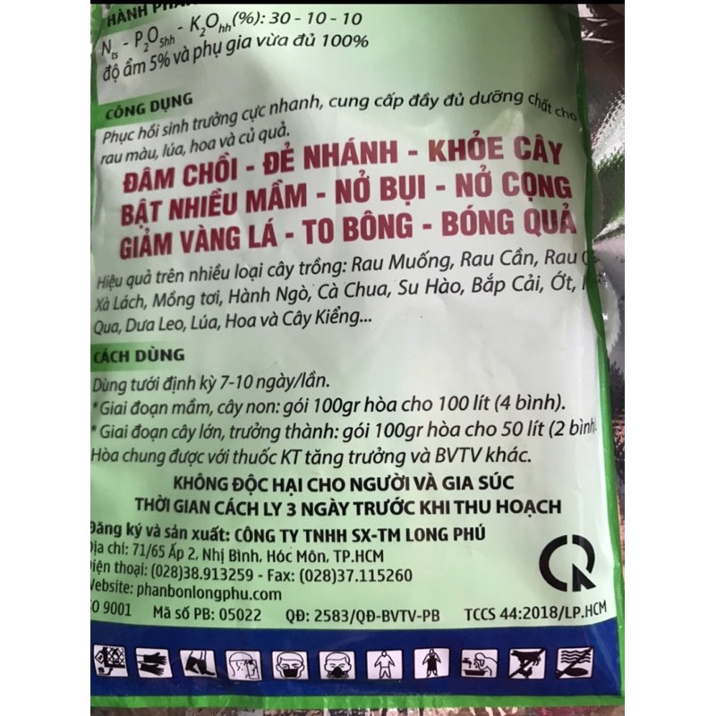 Phân bón AC 30-10-10 Dưỡng chuyên dùng Rau quả, hoa mai, kiểng, hoa lan
