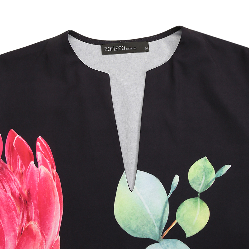 Đầm Maxi ZANZEA Tai Dài Cổ Chữ V Họa Tiết In Có Túi Hai Bên Cho Nữ