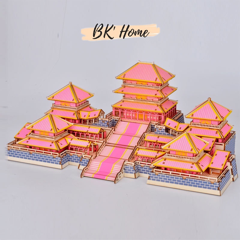 Đồ chơi lắp ráp 3D gỗ Birkeetoys- mô hình Cung Điện A Phòng Tần Thủy Hoàng- cắt Lazer