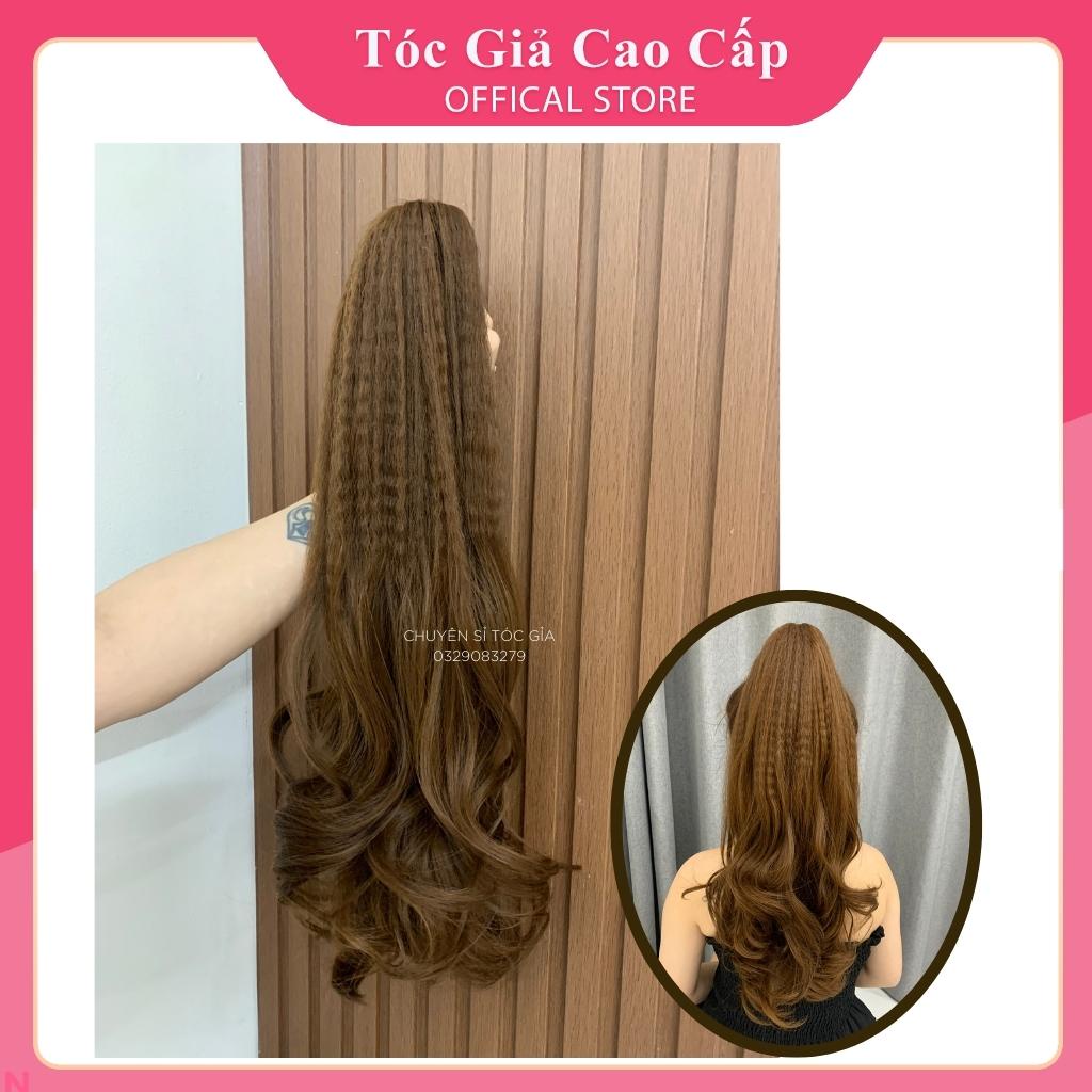 Tóc giả ngoặm xoăn dài bấm phồng, dài mã N44, sợi tơ cao cấp