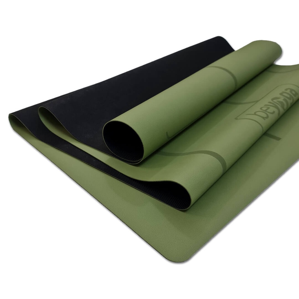 Thảm Yoga Du Lịch, Hãng beYoga, Đài Loan, Dày 2mm, Có Định Tuyến, Phủ PU Mật Độ Cao, Chống Trơn Trượt