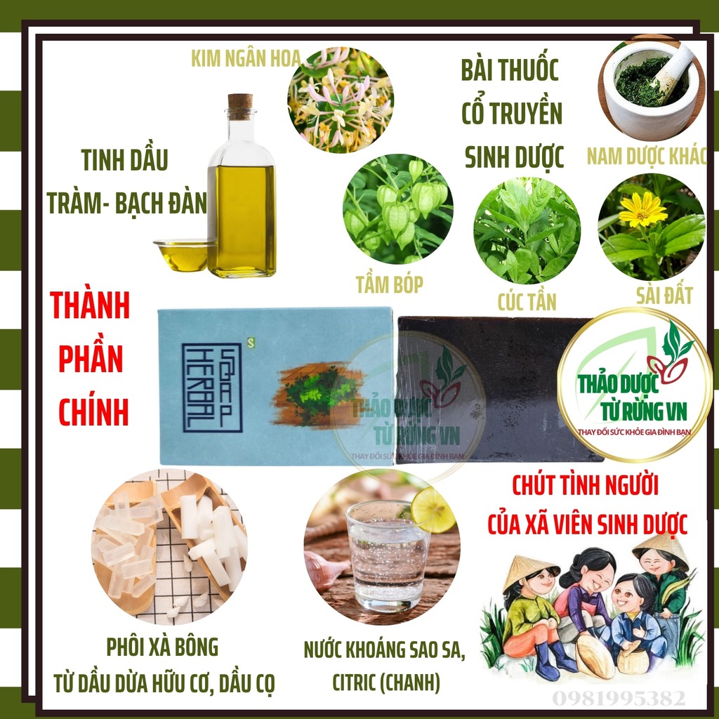 [TẶNG TÚI LƯỚI] Xà Phòng - Xà Bông Handmade Cao Thảo Dược HERBAL Mát Da - Xà Bông Ngừa Mụn Lưng 100g