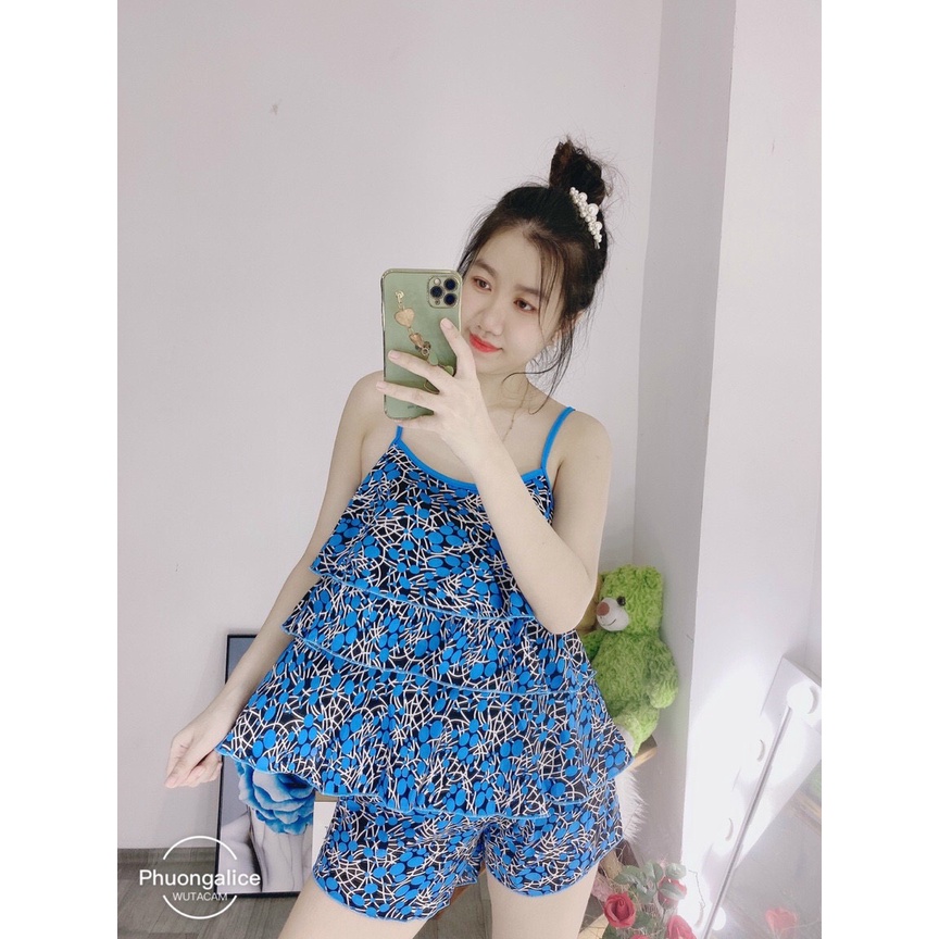 Đồ bộ mặc nhà áo 2 dây quần đùi  đồ ngủ nữ dễ thương hè mặc mát.