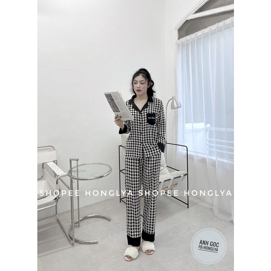 Bộ đồ ngủ Pijama Lụa hình chất mango Dài tay quần dài hot hit