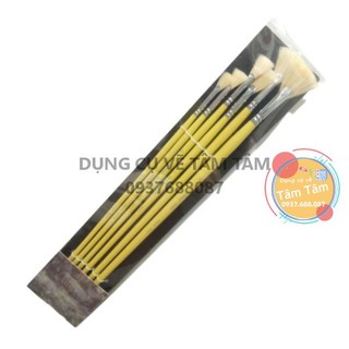 [ TÂM TÂM ]-Bộ cọ quạt 6 cây Sunway Basic thân vàng B203