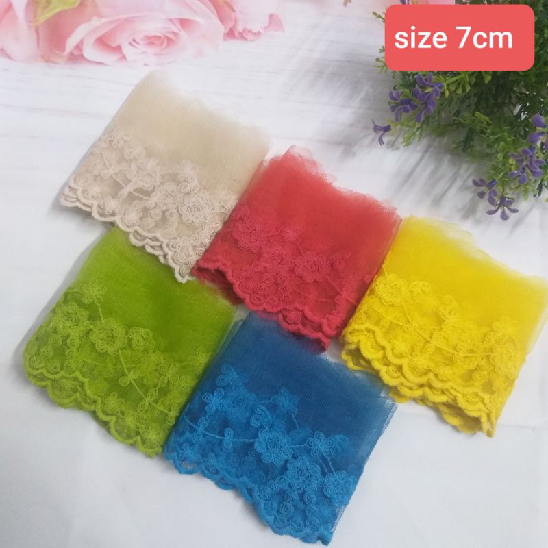 Ren lưới thêu trang trí, size 5.5cm và 7cm