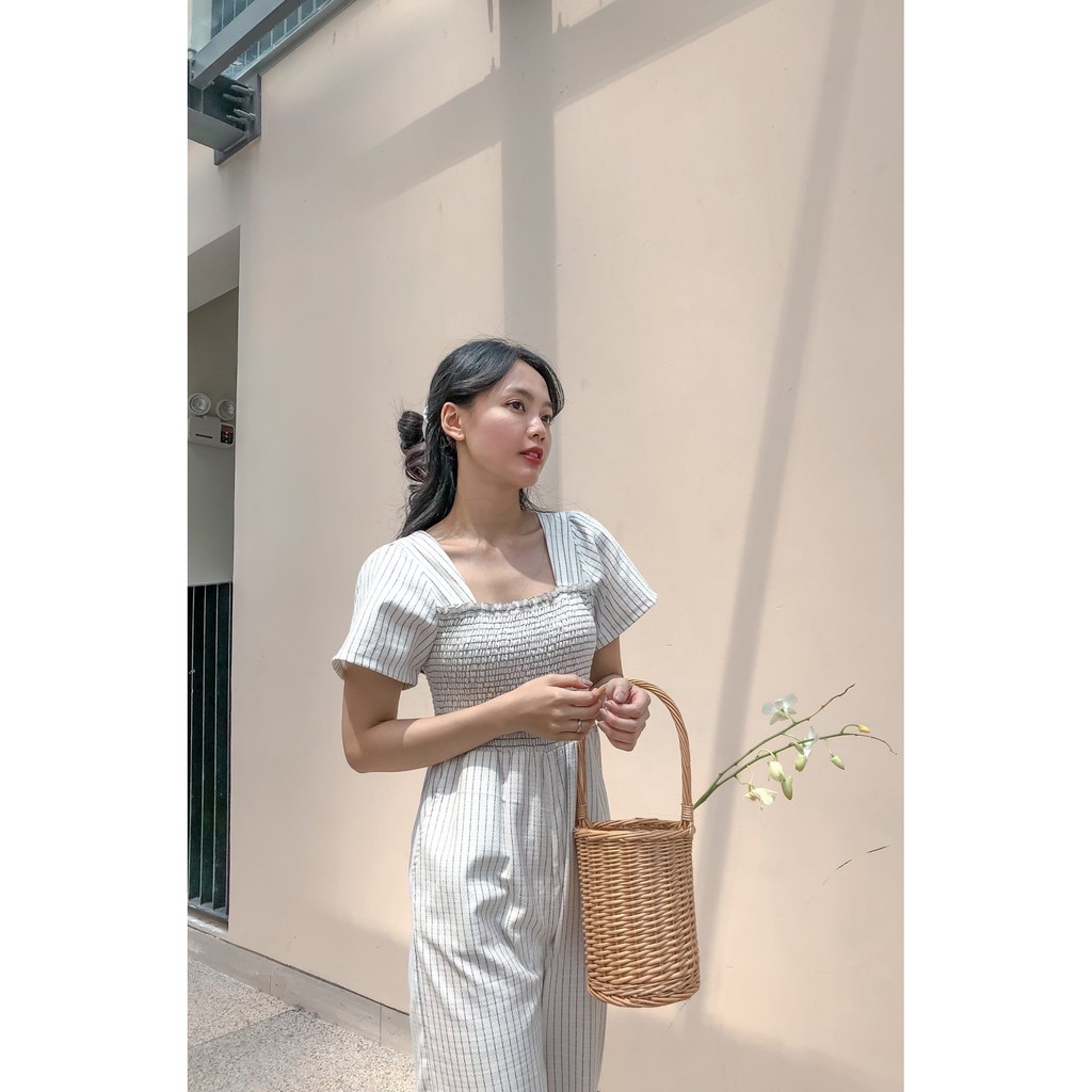 [Mã FAXANH245 giảm 10K đơn 50K] Jumpsuit sọc tay ngắn bo thun BRENDA JUMPSUIT